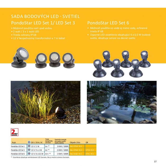 Pontec PondoStar LED set - 6 pod hľadinové a nad hľadinové LED osvetlenie jazierka