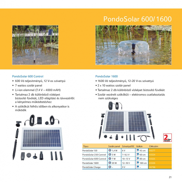 Pontec PondoSolar 600 Control - napelemes szökőkút