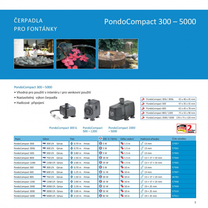 Pontec PondoCompact 300 - Čerpadlo pro fontány a vodní dekorace