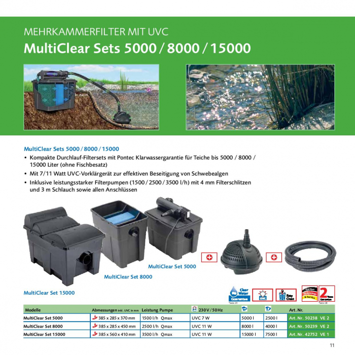 Pontec MultiClear Set 5000 - Mehrkammerfilter Durchlauffilter Set