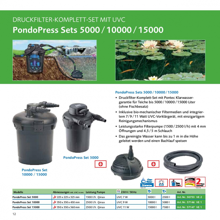 Pontec PondoPress Set 15000 - Druckfilter Set 
