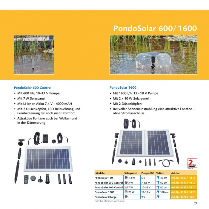 Pontec PondoSolar 600 Control - Solarwasserspielpumpen-Set