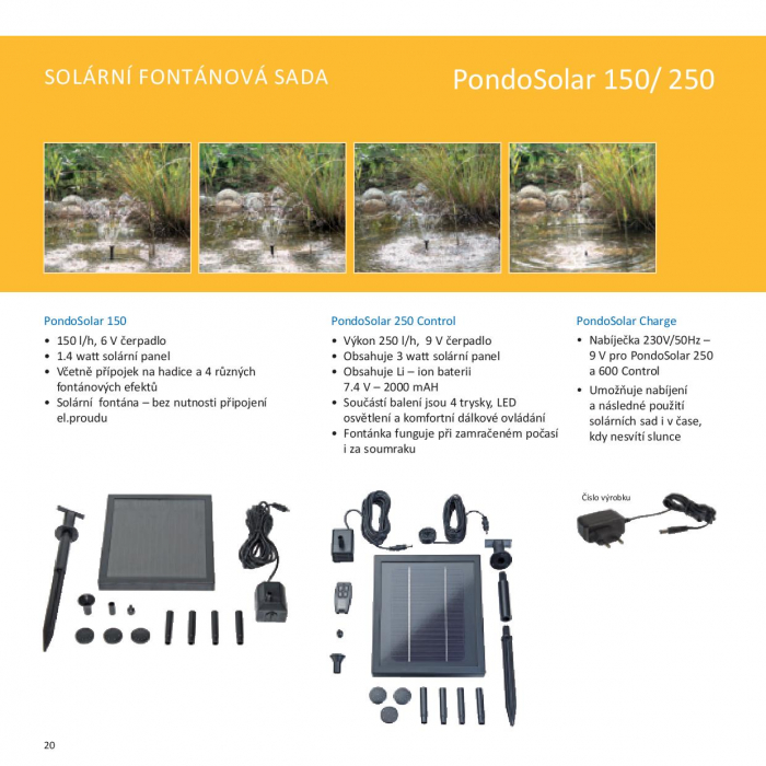 Pontec PondoSolar 250 control - solární fontánová sada