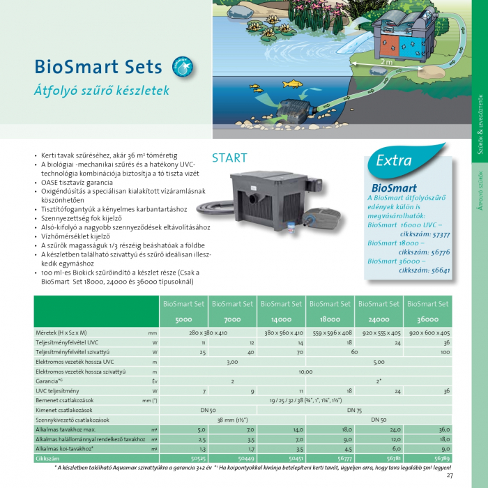 Oase BioSmart Set 7000 - Átfolyó szűrőkészlet