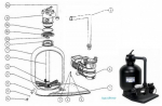 Ersatzteile für Komplette Sand-Filteranlext.e KIT 560 auf der Palette mit Freeflo 12 m3/h Pumpe mit Verbindungsrohr