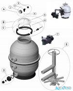 Części zamienne - Urządzenie filtrujące - MIDI KIT 400, zbiornik filtra MIDI 400, zawór boczny sześciodrogowy, pompa Micro Delfino 25, 4 m3/h