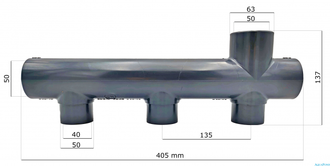 Háromutas cső - szélső, DN=50 mm, ragasztás / ragasztás