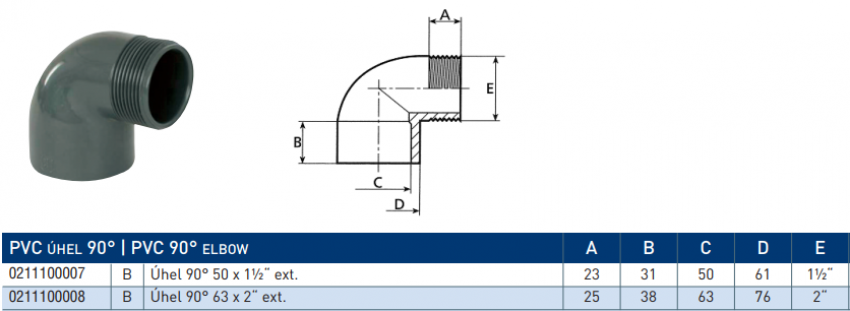 PVC tvarovka - koleno 90