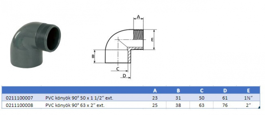 PVC idom - könyök 90
