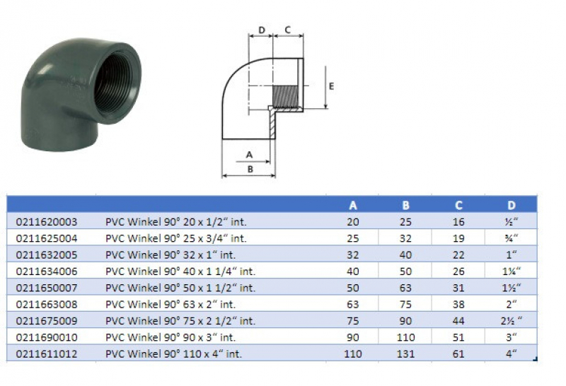 PVC fitting - winkel 90
