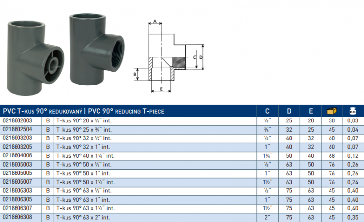 PVC tvarovka - t-kus 90 redukovaný