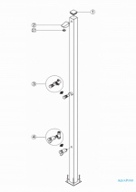Alkatrészek: Tetra rozsdamentes acél kerti zuhanyoszlop lábmosóval
