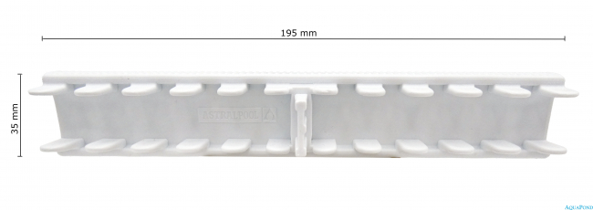 Roll túlfolyó rosta - fehér színű - nyilvános medencékhez - sz: 195mm, m: 35mm