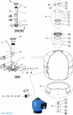 Części zamienne do zbiornika filtrującego Lisboa 900 mm, przepływ 30 m3/h, zawór boczny