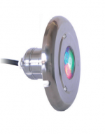 Astralpool odbłyśnik z diodami LED LumiPlus Mini 2.11 V2 RGB kolorowy DMX 24 V DC bez puszki instalacyjnej - przód nierdzewny