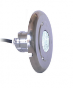 Astralpool odbłyśnik z diodami LED LumiPlus Mini 2.11 zimne białe światło 12 V AC bez puszki instalacyjnej - przód nierdzewny