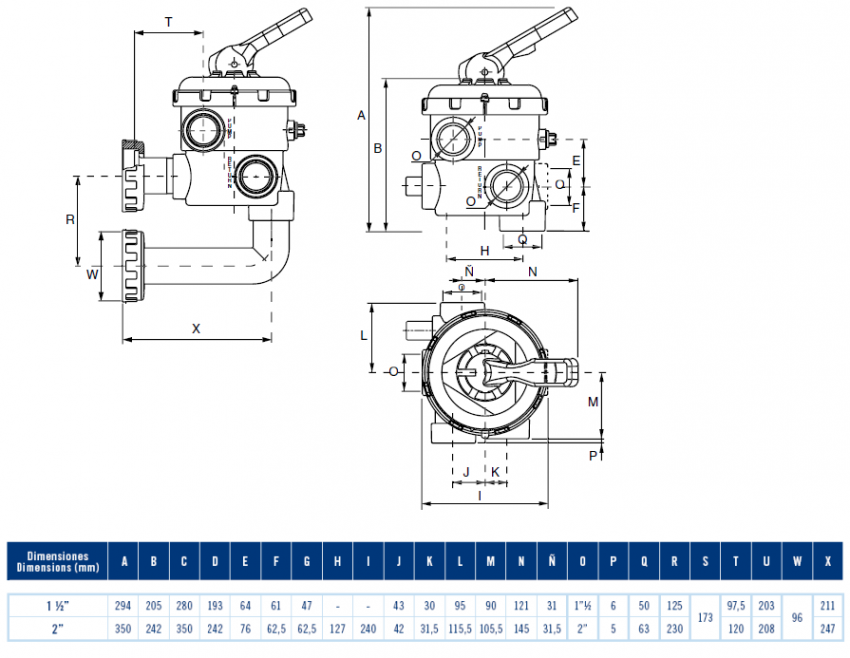 6-cestný bočný ventil