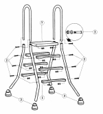 Náhradné diely pre nerezový rebrík ESP pre nezapustené bazény, 3+1 stupeň, pre bazény 1 m výšky, AISI 304