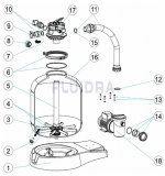 Náhradní díli pro filtrační zařízení SkyPool 500 na paletě s čerpadlem P-XPERT 14, 11 m3 / h, s pěticestným ventilem, s propojovacím potrub