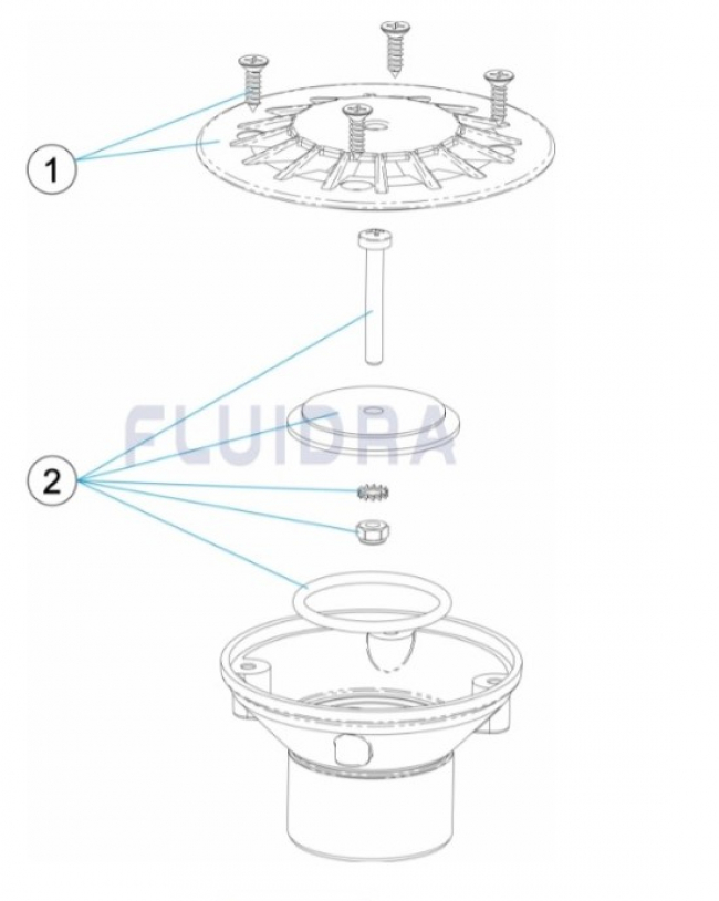 Dnová recirkulačná aj sacia tryska regulovateľná - farba biela