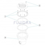 Pièces de rechange pour bonde de fond circulaire en acier inoxydable avec raccord 2" pour piscines en aluminium et préfabriquées - code produit : 00275