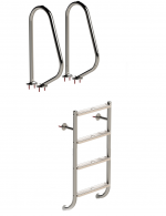 Eichenwald Ideal - Dvojdielny nerezový rebrík Tina 4 stupňový s dvoma madlami Typ 150R (s rozetami) AISI 316 