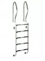 Nerezový rebrík dvojdielný, 5 stupňový s kotvením a prírubou AISI 304