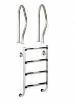 Nerezový rebrík dvojdielný, 4 stupňový, s kotvením a prírubou AISI 304