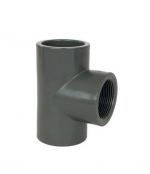 PVC Fitting - T-Stück 90° 50 mm x 50 mm x 1 1/2“ int., DN=50 mm / 1 1/2“, d=63 mm, Kleben / Innengewinde