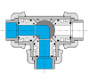 PVC Kulový třícestný ventil 63 mm T