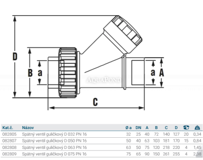 Hidroten Zpětný ventil kuličkový  „Y” D 032 PN 16