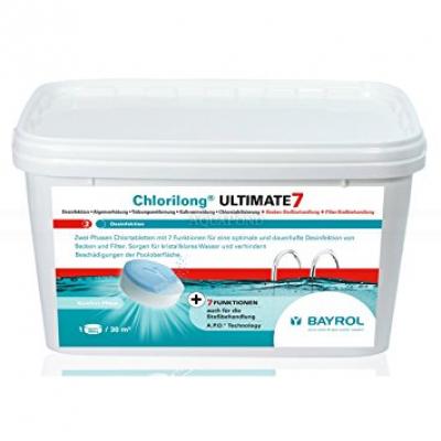BAYROL Chlorilong® ULTIMATE 7 - 4,8 kg, 300g pomalurozpustné, multifunkční 3 v 1 tablety k dezinfekci, proti řasám ak vločkování