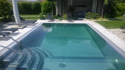 Nerezový přelivový bazén s AquaDiamante úpravou vody