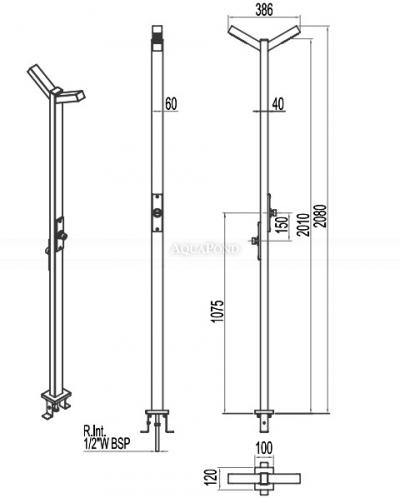 Kaltwasser-Dusche Public mit zwei Duschköpfen
