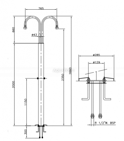 Dusche mit 2 Brauseköpfen und 2 Automatikventile