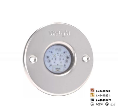 LED Licht Hugo Lahme - RGBW Farben; 24 V; 4 LEDs, Ø 110 mm, Rotguss - Salzwasserbeständig, für Folien und Betonpools