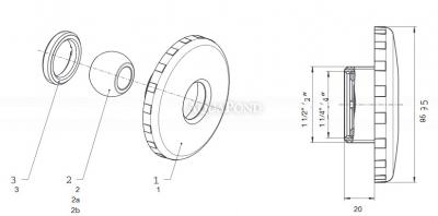 Neptun Einlassdüse 18mm, komplett - für Betonpools mit Folie
