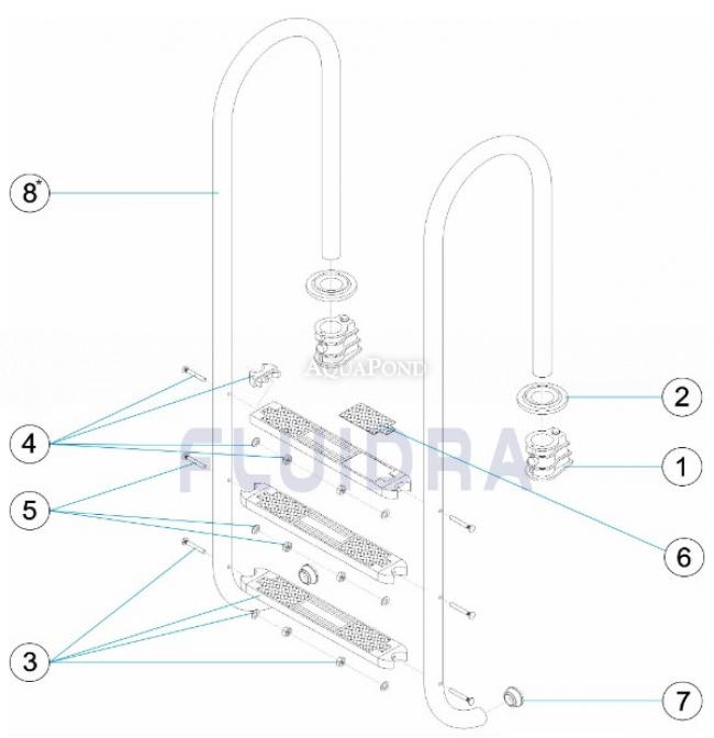 Ersatzteile für Leiter Edelstahl Muro Luxe, 3 Stufen AISI