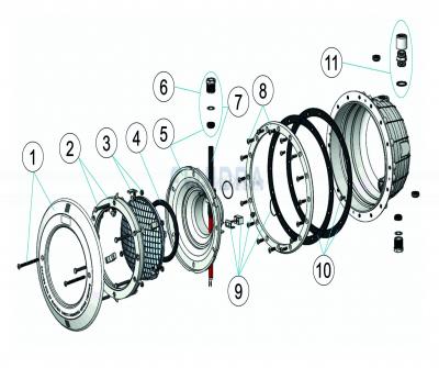 Ersatzteile für Unterwasserscheinwerfer VA 300 W - für Folie NEW 2023