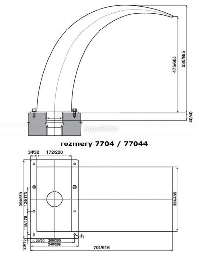 Wasserspeier - Delphin 320 mm, Edelstahl, 75 mm Anschluss, Spiegel poliert