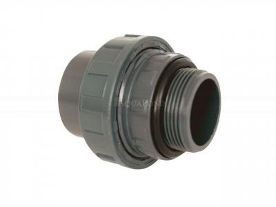 PVC Fitting - Hollender 50 x 1 1/2“ ext., mit O-Ring, DN=50 mm x 1 1/2“, Kleben / Außengewinde