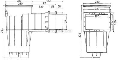 Skimmer Cofies Premium suction plate 200 x 150 mm, without vacuum disc, for liner pools