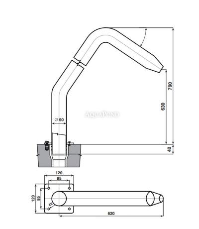 Saxophone water feature 25 mm, stainless steel AISI 316