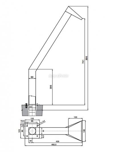 Duck spout 400 mm, stainless steel AISI 316