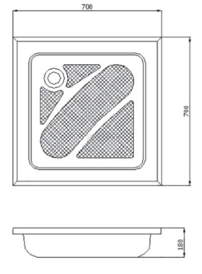 Bathtub, dimensions 70 x 70 cm, blue color