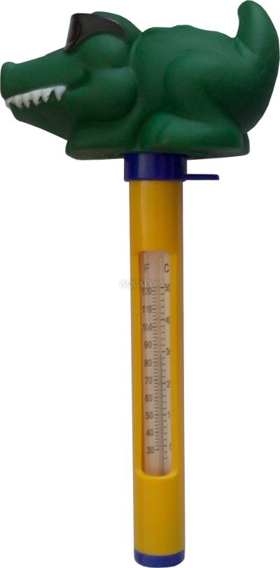 Floating thermometer with animal figure – crocodile with glasses