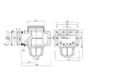 Skimmer V20 ABS, 200 x 150 mm, with brass M6 threads, white RAL 9003, for liner pools