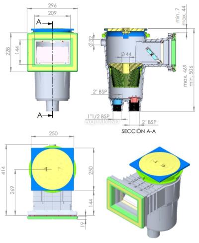 Skimmer 17.5 l with standard neck, for liner pools