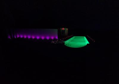 Underwater VA LED RGB colored 15 W light with box and flange, for liner pools