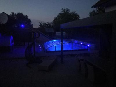 Underwater VA LED RGB colored 15 W light with box and flange, for liner pools